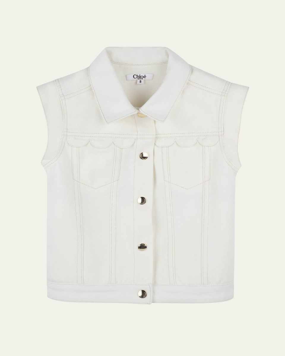 Girl's Denim Sleeveless Waistcoat, Size 4-6